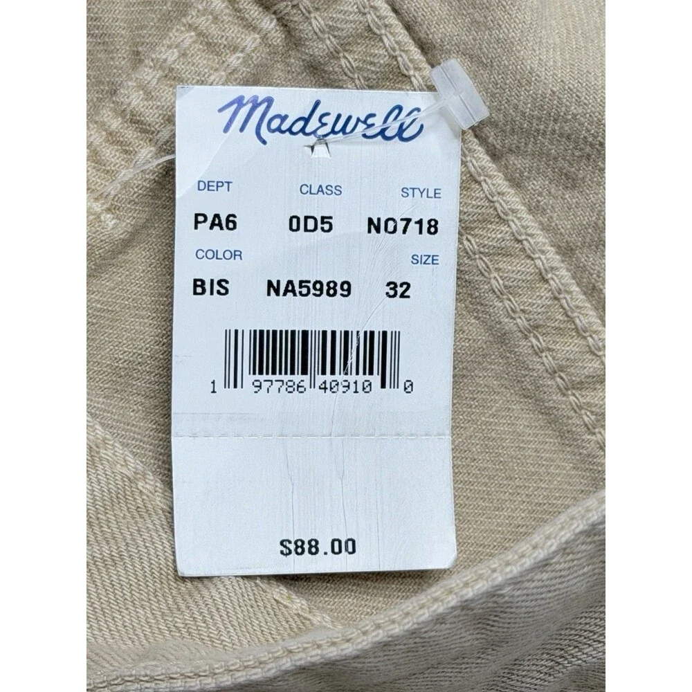 Madewell Baggy Jean Shorts Women's 32 Beige High Rise Denim Shorts NWT